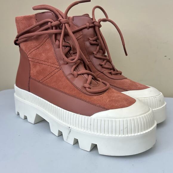 Gianni Bini Red and White Combat Boots - Picture 5 of 6